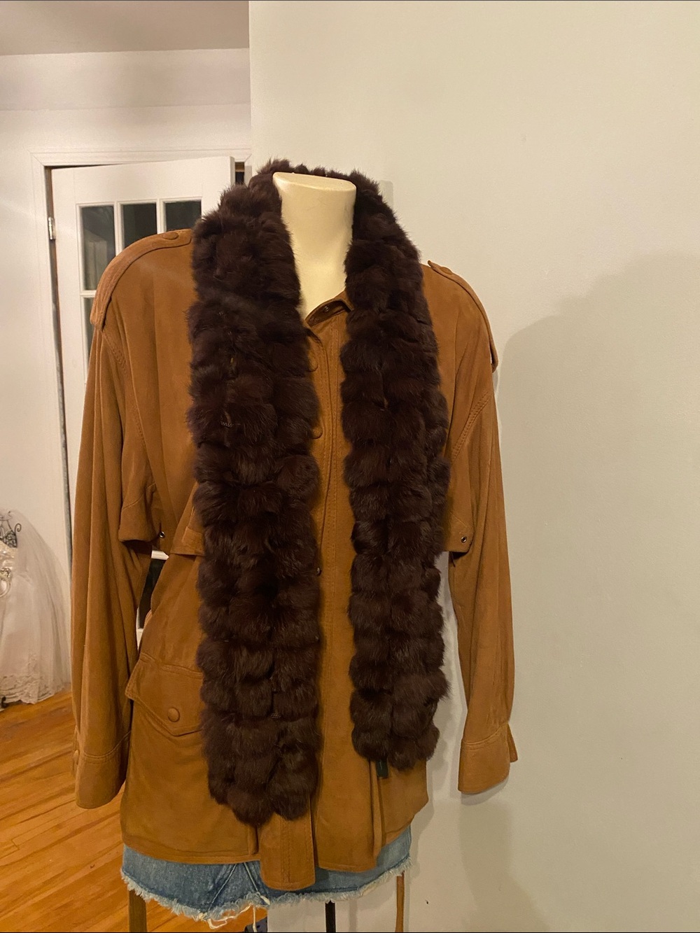 Cejon Rabbit Fur pompom scarf